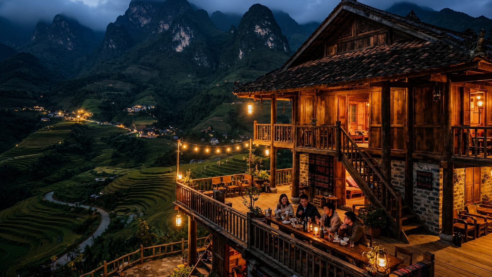 A rustic but premium wooden homestay in the mountains