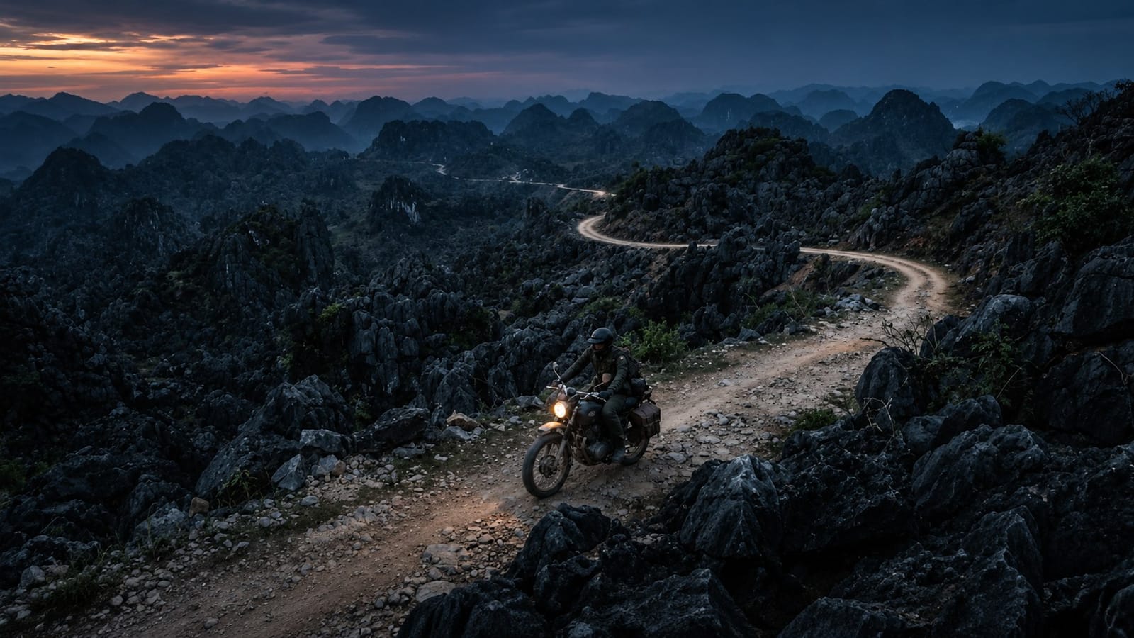 A group of motorcycle riders on a hairpin turn