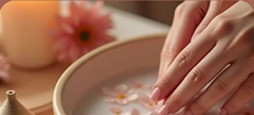 Bàn tay ngâm chậu nước thả hoa