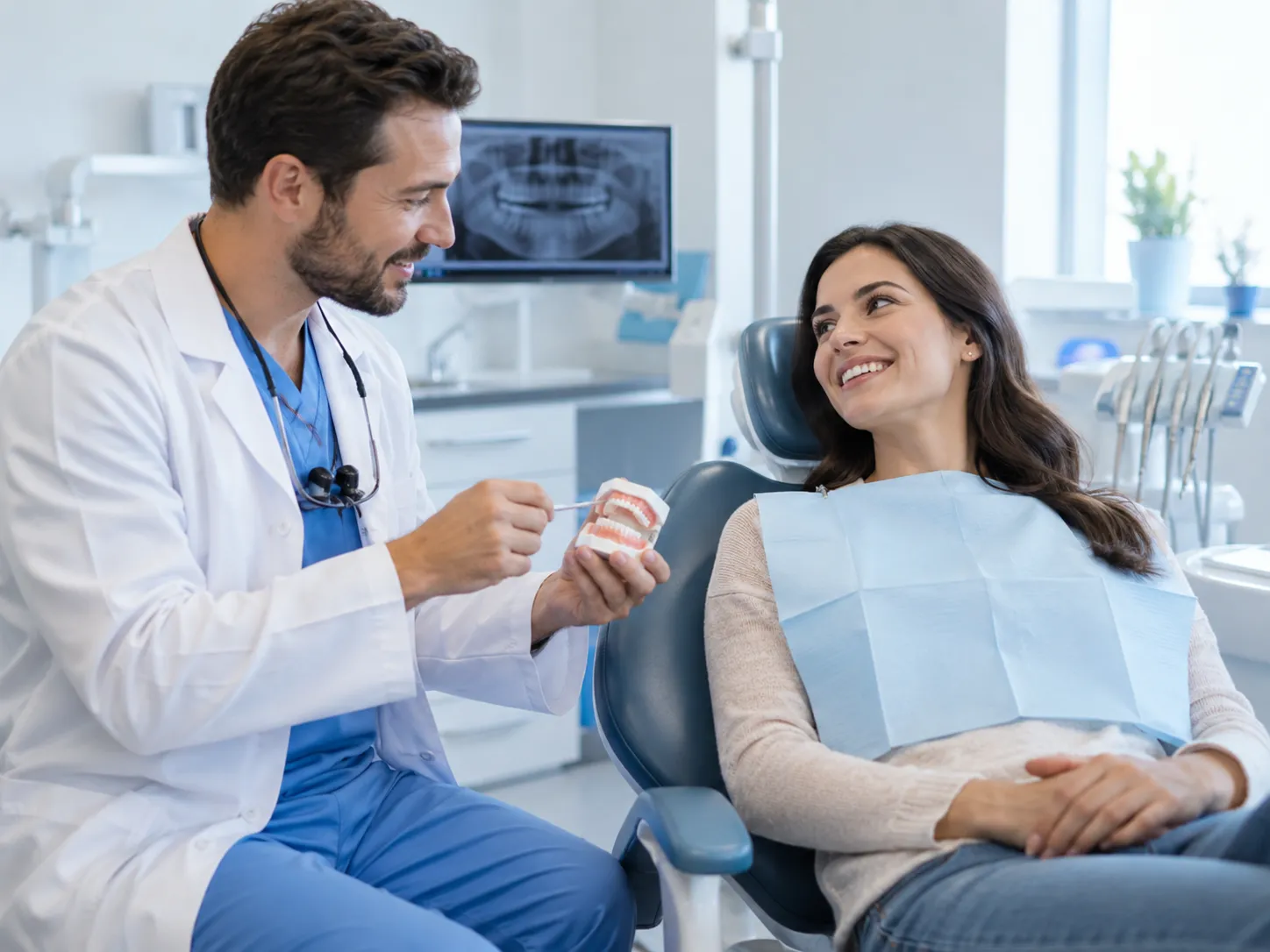 Bác sĩ Prodent tư vấn cho bệnh nhân trên ghế nha