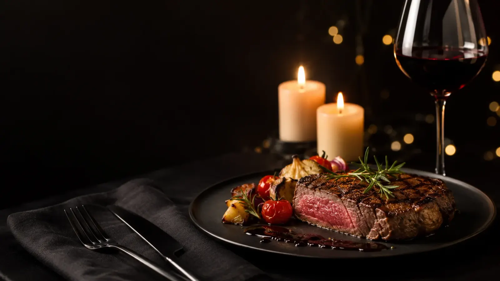 Không gian fine dining Savora với nến và rượu vang