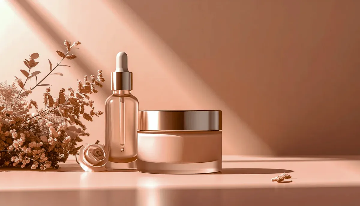 Toner và serum trong chai thuỷ tinh